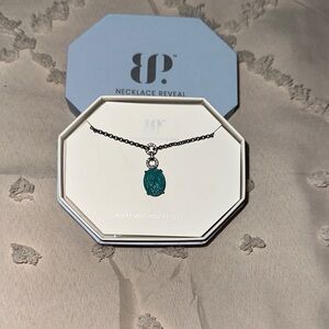 Bomb Party Blue Topaz Ice Crystal Pendant Necklace on Hematite Chain